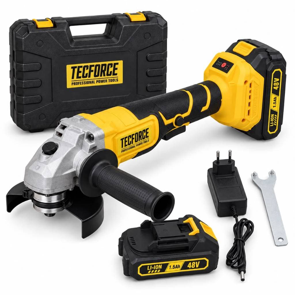 Esmerilhadeira Angular TecForce Sem Fio 125mm 4 Velocidades 2 Baterias com Maleta