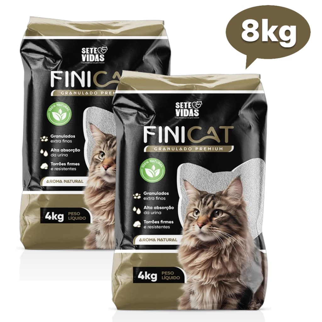 Kit 2 Areia Fina Sanitária FiniCat Premium Higiênica Para Gatos Anti Odor Grãos Extra finos 8 kg