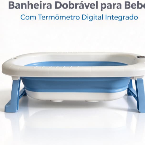 Banheira Dobrável para Bebê com Termômetro Digital, Banheira de Silicone Segura para Recém-Nascidos