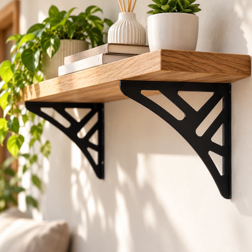 Suporte Para Prateleira De Parede Kit Com 2 De Aço Resistente Preto