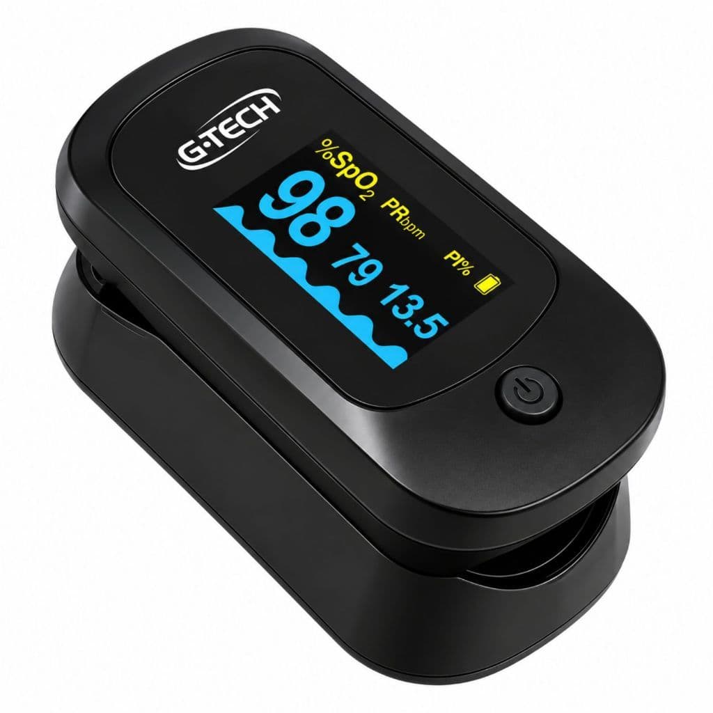 Oxímetro De Dedo LCD Control Medidor Saturação Oxigênio Batimentos com Estojo G-Tech