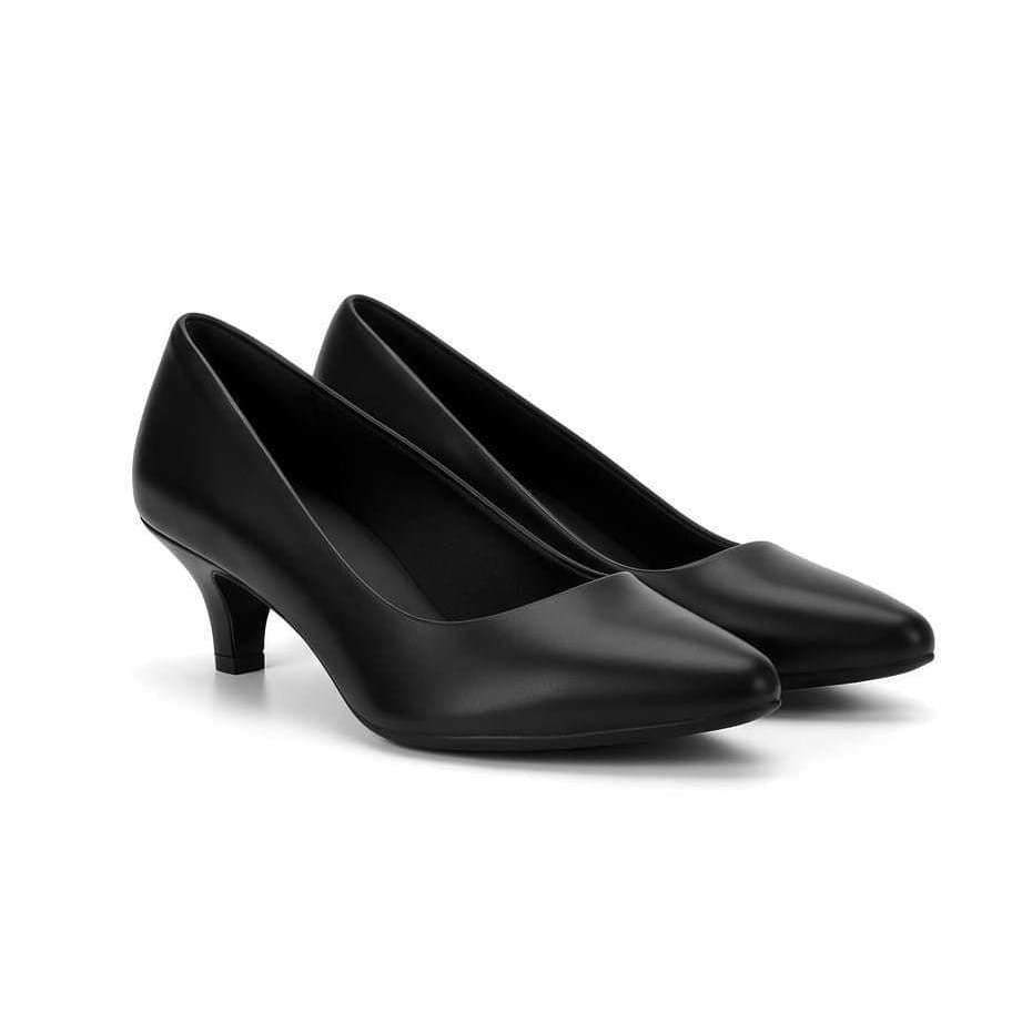 Sapato Scarpin Feminino Preto Salto Médio 5cm Bico Fino Confortável Calçado Social Trabalho Executiva Moda Evangelica