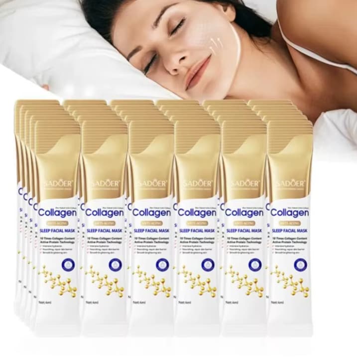 Kit 5 Mascaras de Colageno Sadoer Noturna Sem Enxague Hidratante Firmadora Anti-Idade Facial