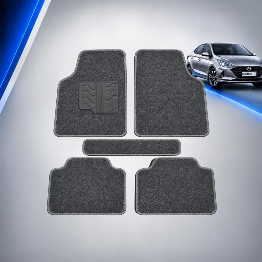 Kit 5 Tapetes HB20S 2019 a 2024 Carpete Automotivo Requinte Logo Bordado