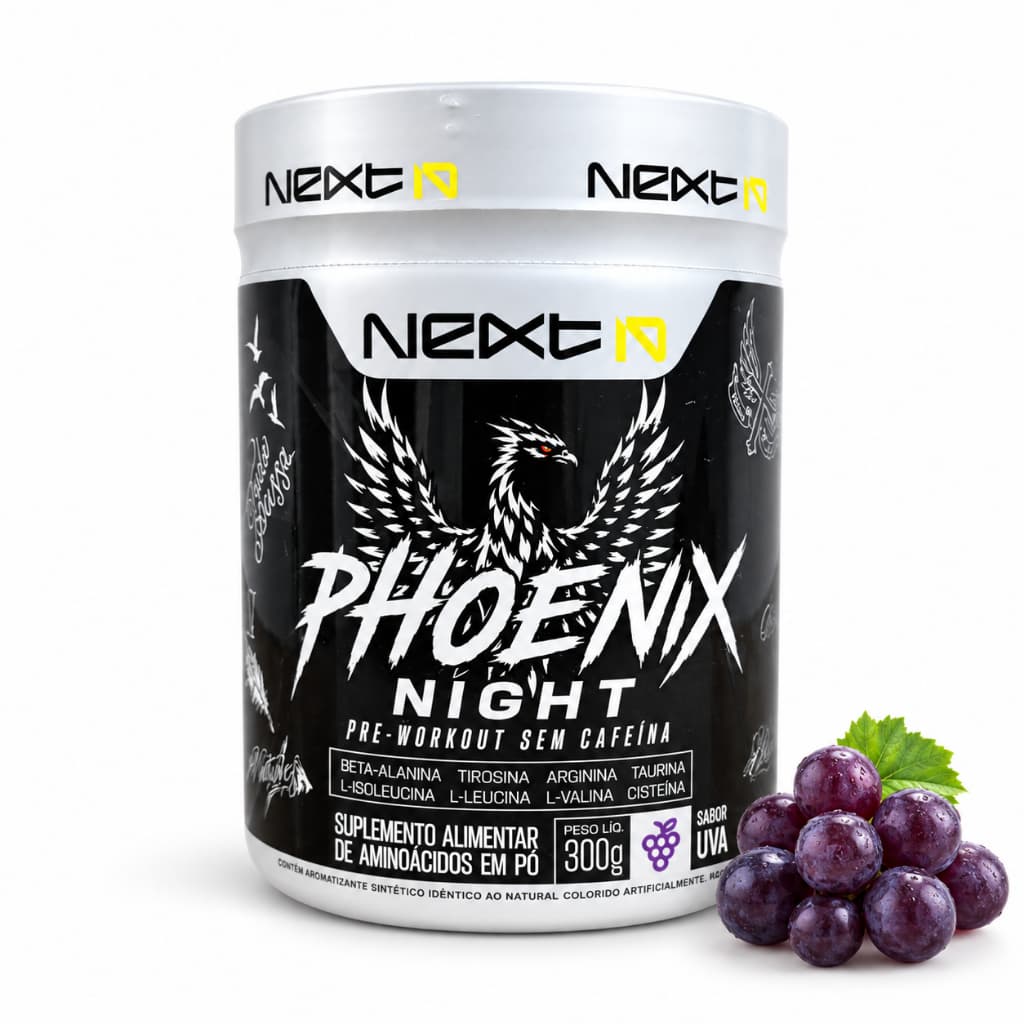 Phoenix Night Pré Treino Sem Cafeína Sabor Uva 300g Suplemento Alimentar