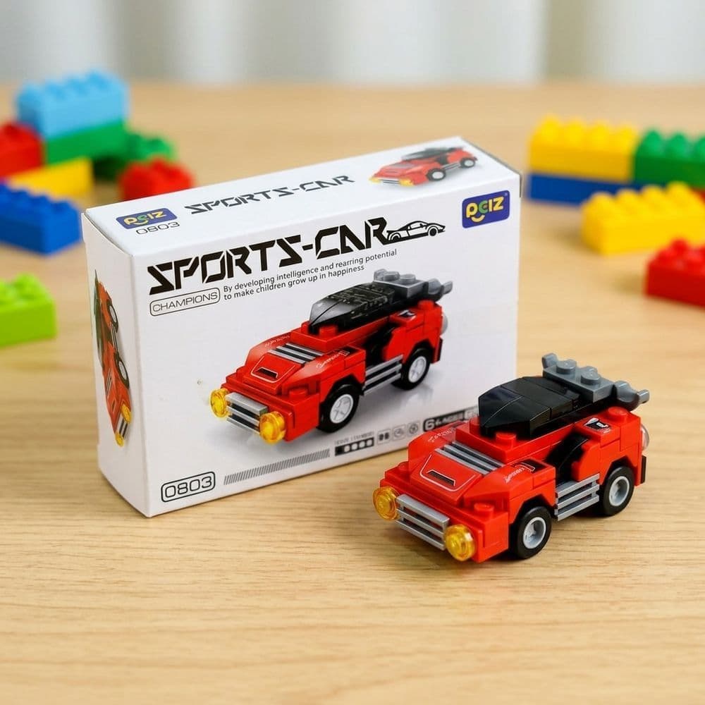 Carrinho de Corrida Bloco de Montar Sports Car 59 Pçs Tipo Lego Brinquedo Educativo Infantil