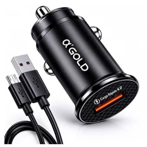 KIT carregador Veicular A'GOLD iphone Tipo c V8 1- USB 20W Turbo-1