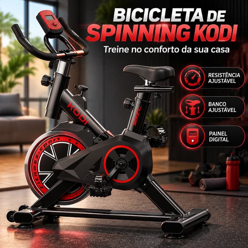 Bicicleta Spinning Ergométrica Academia Fitness Casa Treino Silenciosa Ajustável 120kg