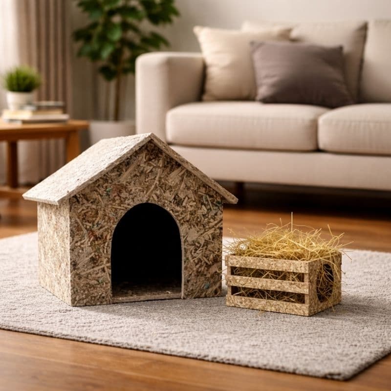 kit casinha ecológica e porta feno / porquinho da índia e Mini coelho