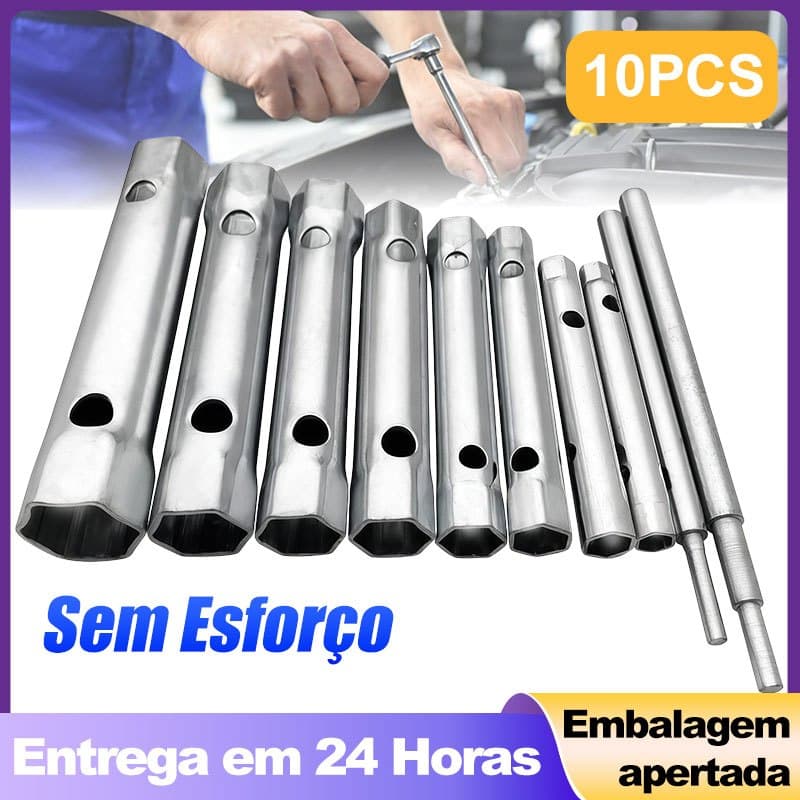 Kit 10 Chave Vela Ignição Aço 6mm a 22mm Universal Reparo Automotivo