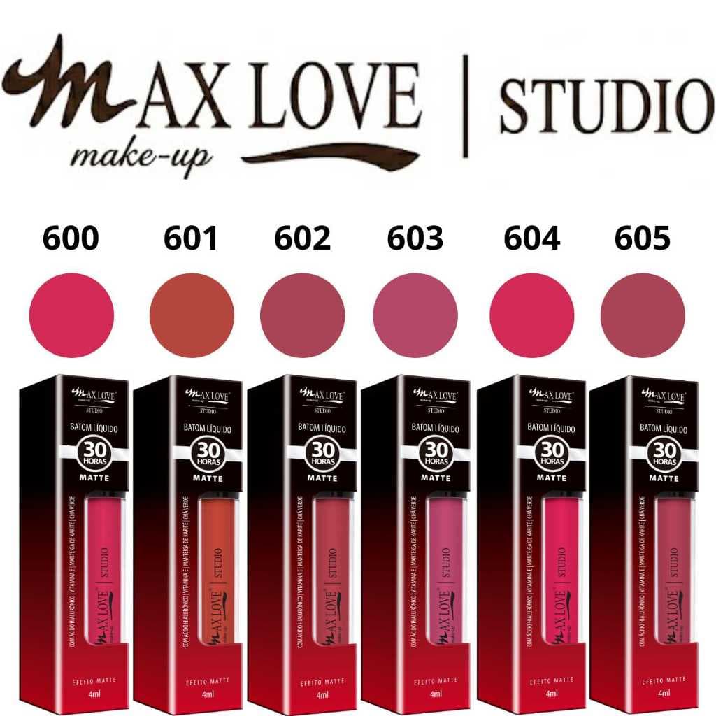 BATOM LÍQUIDO MATTE 30H MAX LOVE 4ML - ALTA FIXAÇÃO E CORES INTENSAS