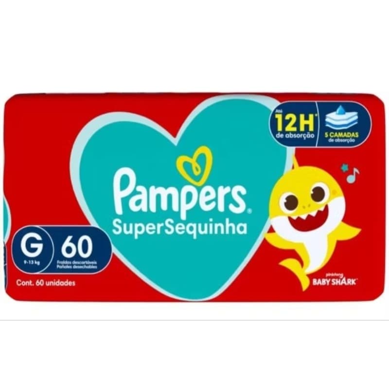 Fraldas Pampers G 60 Unidades – Super Secagem, Conforto e Proteção para o Bebê