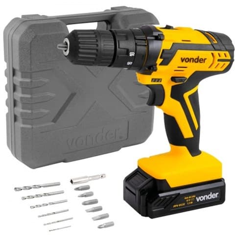Parafusadeira Furadeira de Impacto Vonder PFV012I 12V Bivolt Torque 30Nm Mandril 3/8 10mm 2 Velocidades Luz Led Portátil