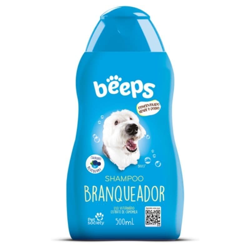 Beeps® Shampoo Branqueador 500ml | Pet Society - Shampoo para Pelos Claros Premium para Cães e Gatos