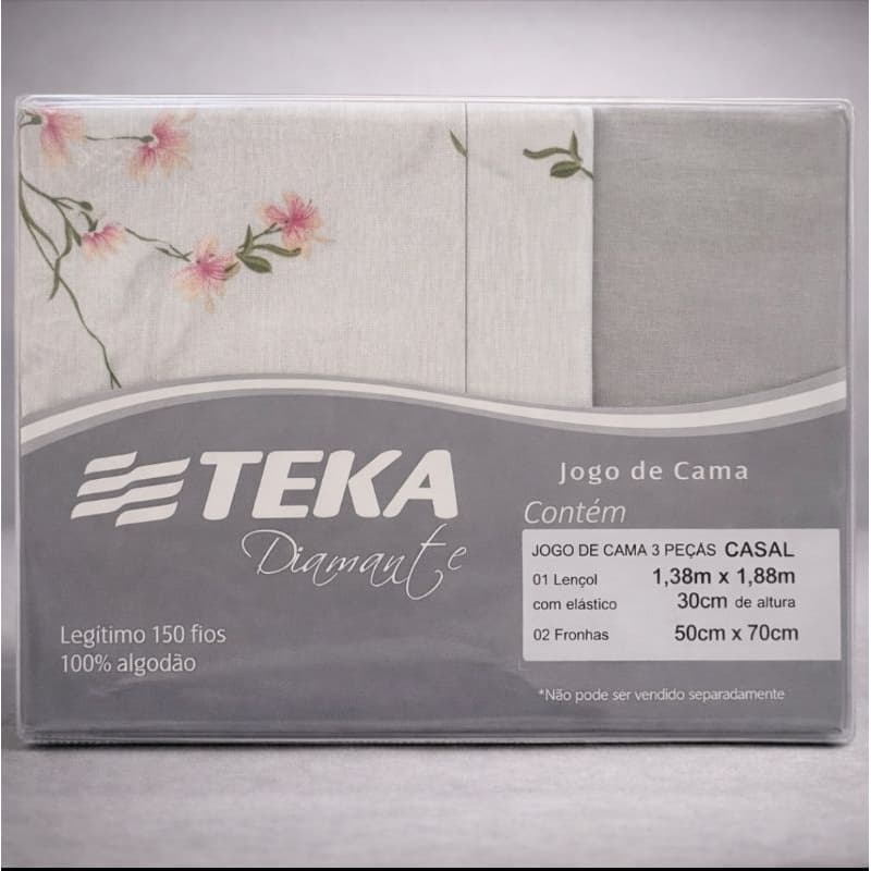 Jogo de lençol casal TEKA ORIGINAL 100% ALGODÃO (LINHA DIAMANTE 150 FIOS) 1 lençol elastico + 2 fronhas