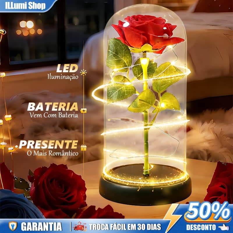 Luminária A Rosa Encantada com LED,Rosa Eterna Luminária,Presente romântico-presente namorada