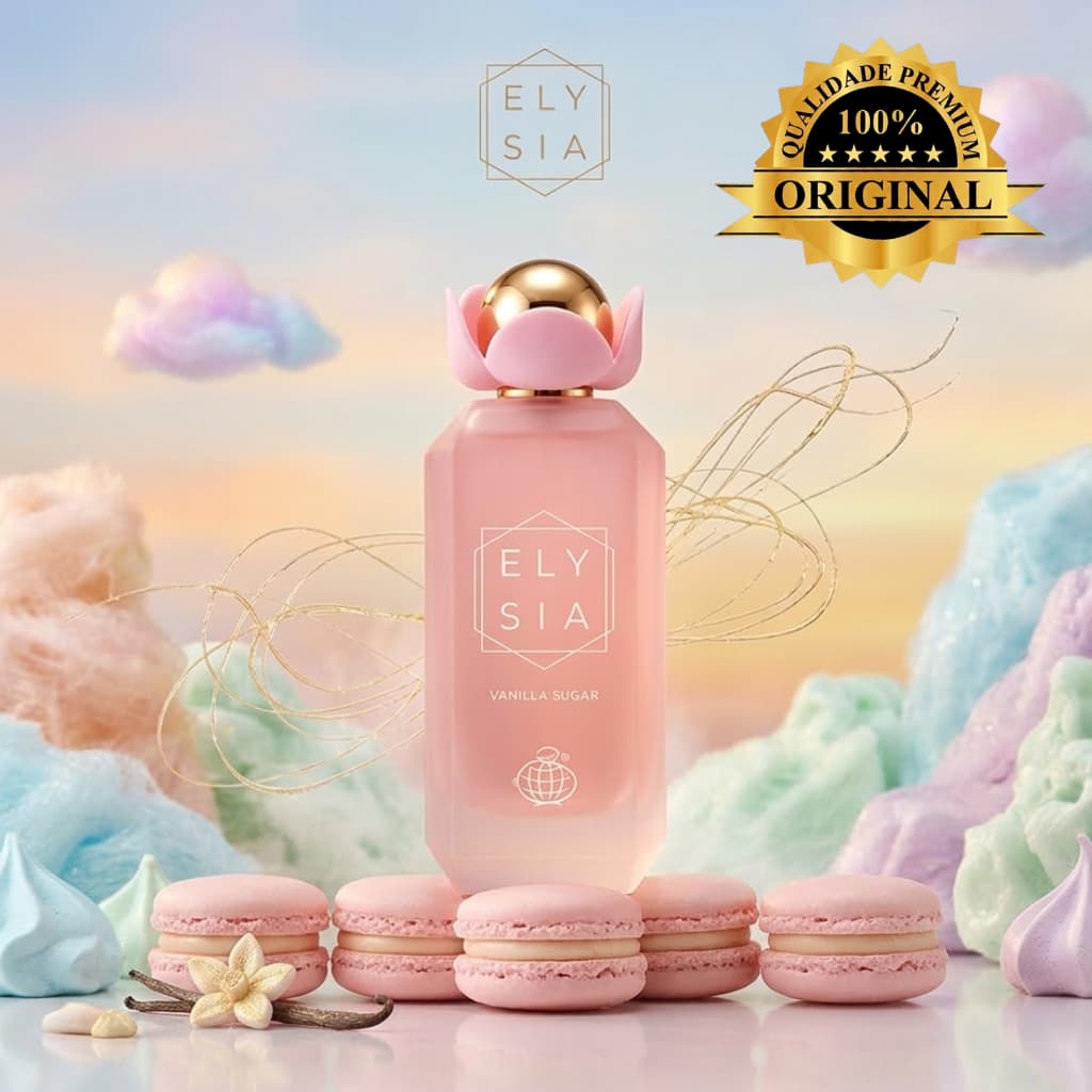 Perfume Fragrance World Elysia Vanilla Sugar EDP 100ml Feminino Doce Gourmand Alta Fixação Importado
