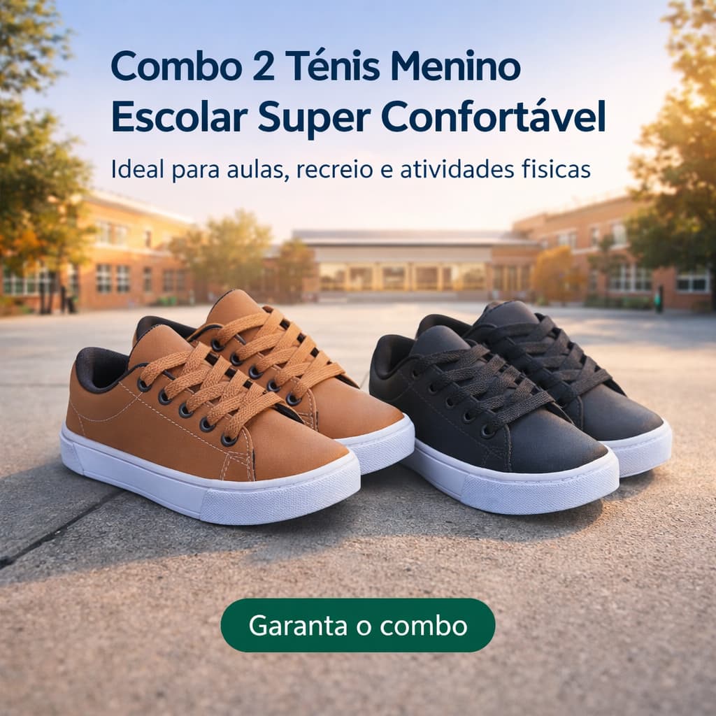 Combo 2 Tênis Menino Escolar | Confortável, Sola Antiderrapante Ideal Para Escola | GARANTA O COMBO!