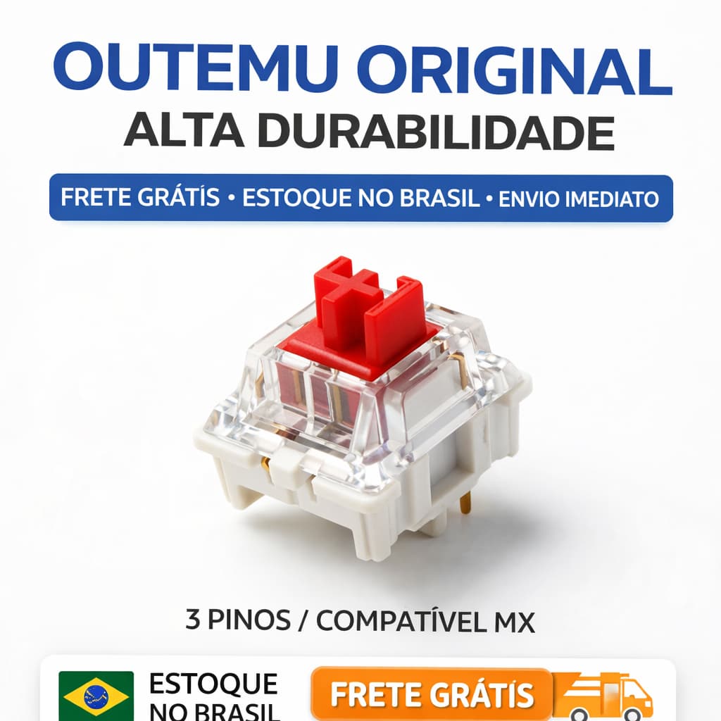 Switch Vermelho Teclado Mecânico Outemu Silencioso Gamer 3 Pinos