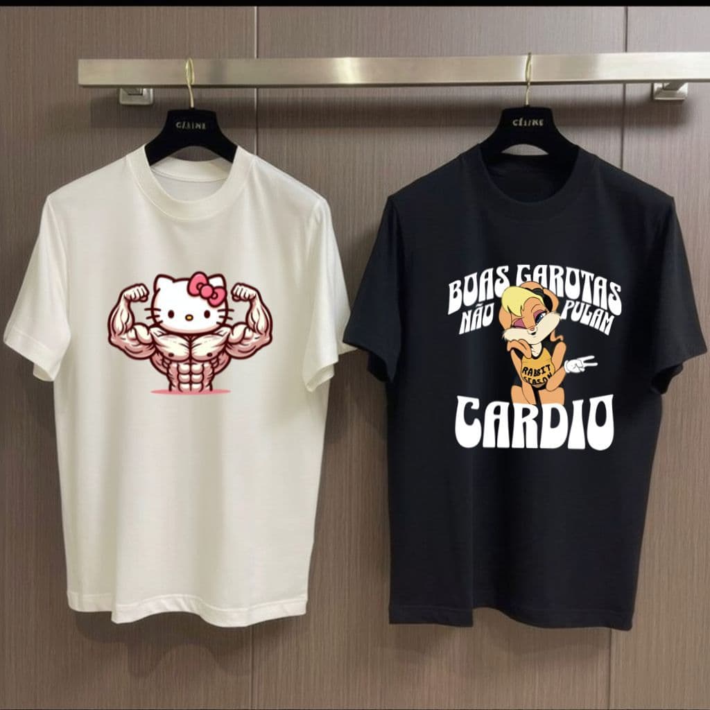 Kit 2 Camisetas Blusa 100% Algodão feminina over Treino Academia Musculação Fitness Crossfit Gym