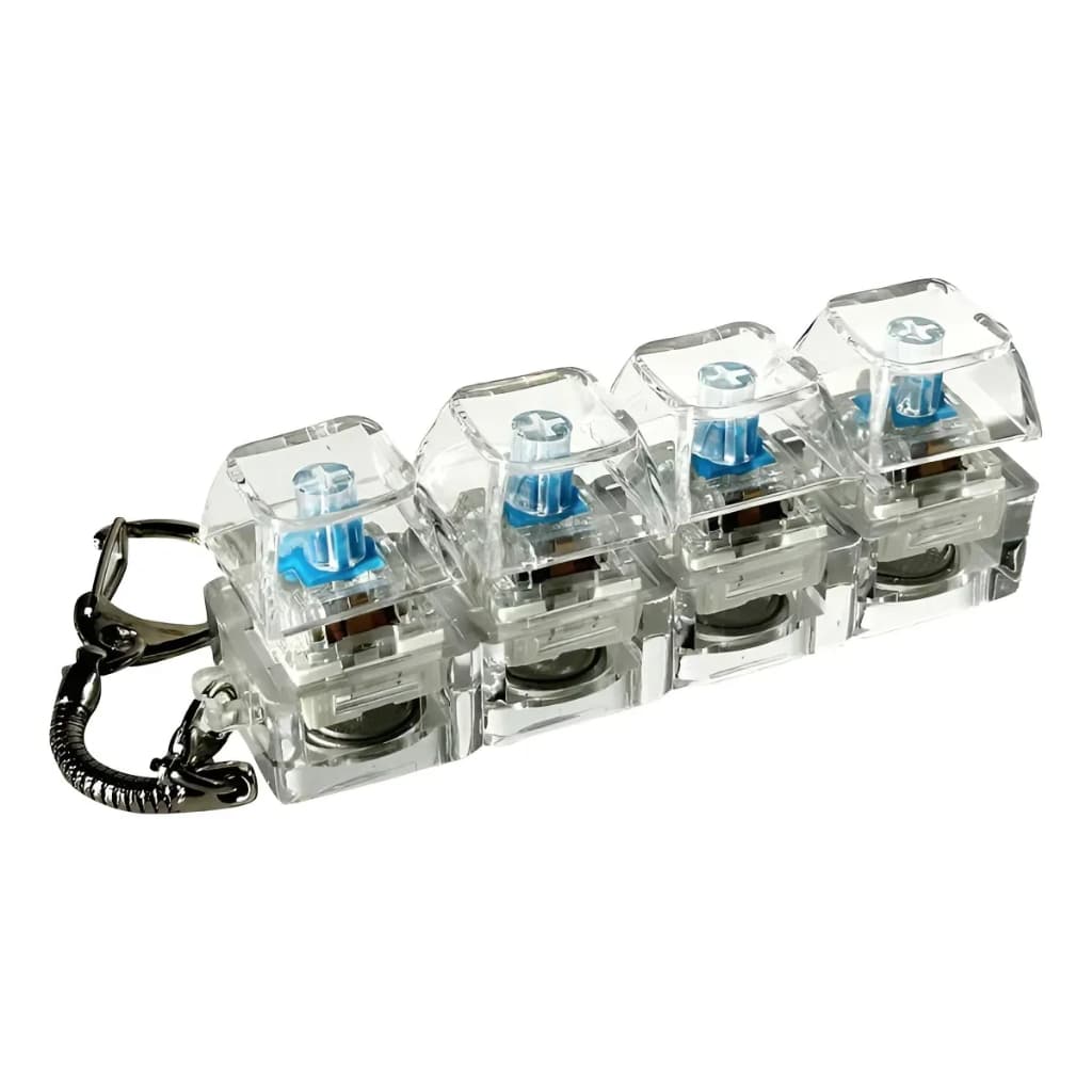 Chaveiro Teclado Mecânico Antiestresse de 4 Teclas RGB, Dispositivo Fidget De Alívio De Estresse