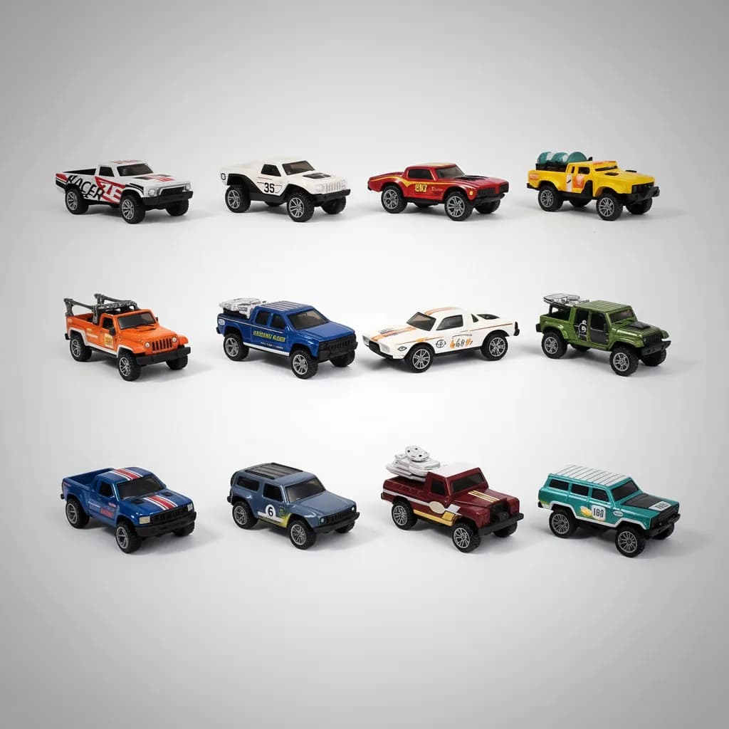 Kit Carrinhos Metal Camionete Fricção Pull Back Die Cast Off Road Colecionável