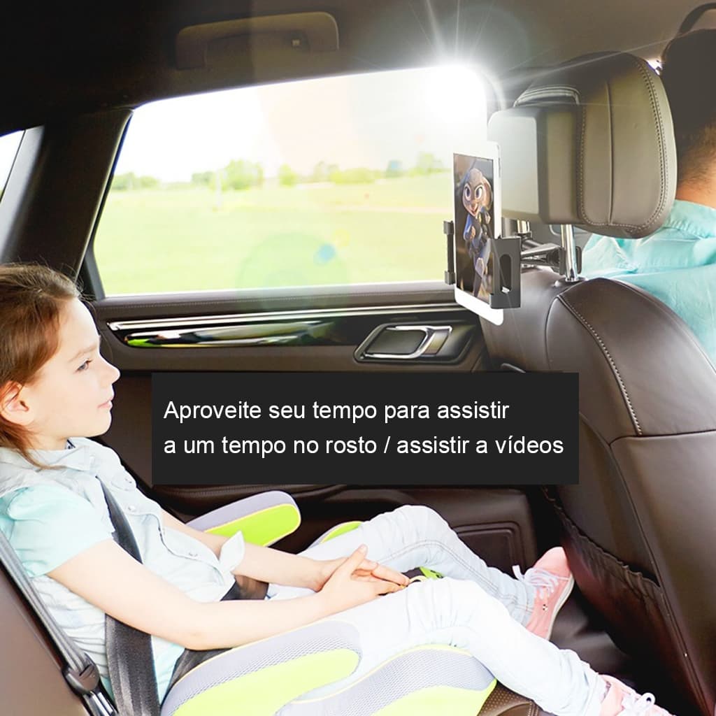 Suporte Veicular P/ Encosto Banco Carro Tablet Celular 360 Graus Giratória Ajustável