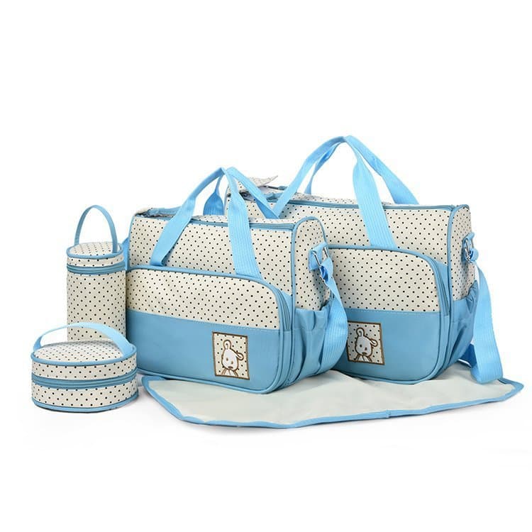 Kit Bolsa Maternidade 5 Peças Impermeável Grande com Compartimentos Mamadeira Térmica Bebê