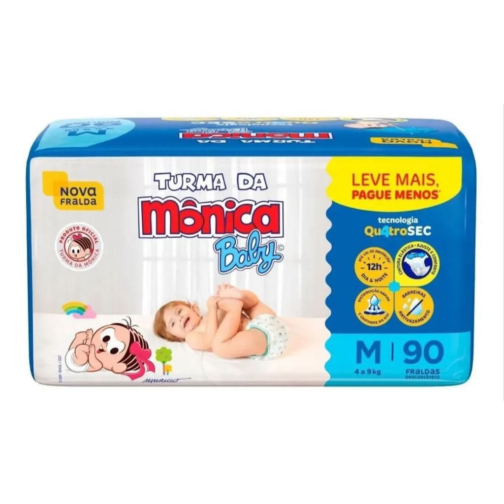 Fralda Descartável Turma da Mônica Baby Pacote Hiper
