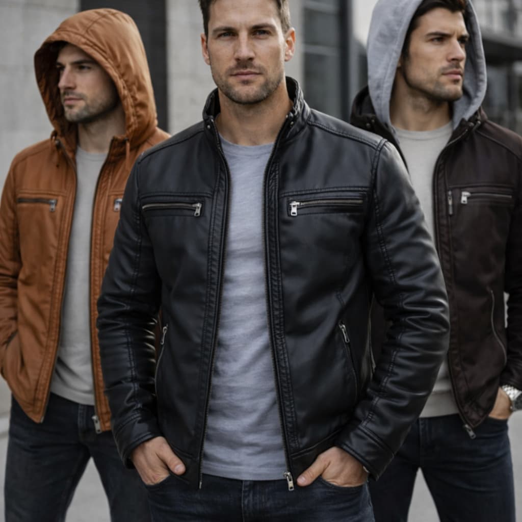Jaqueta De Couro Masculina Casaco Blusa De Frio Corta Vento Impermeavel