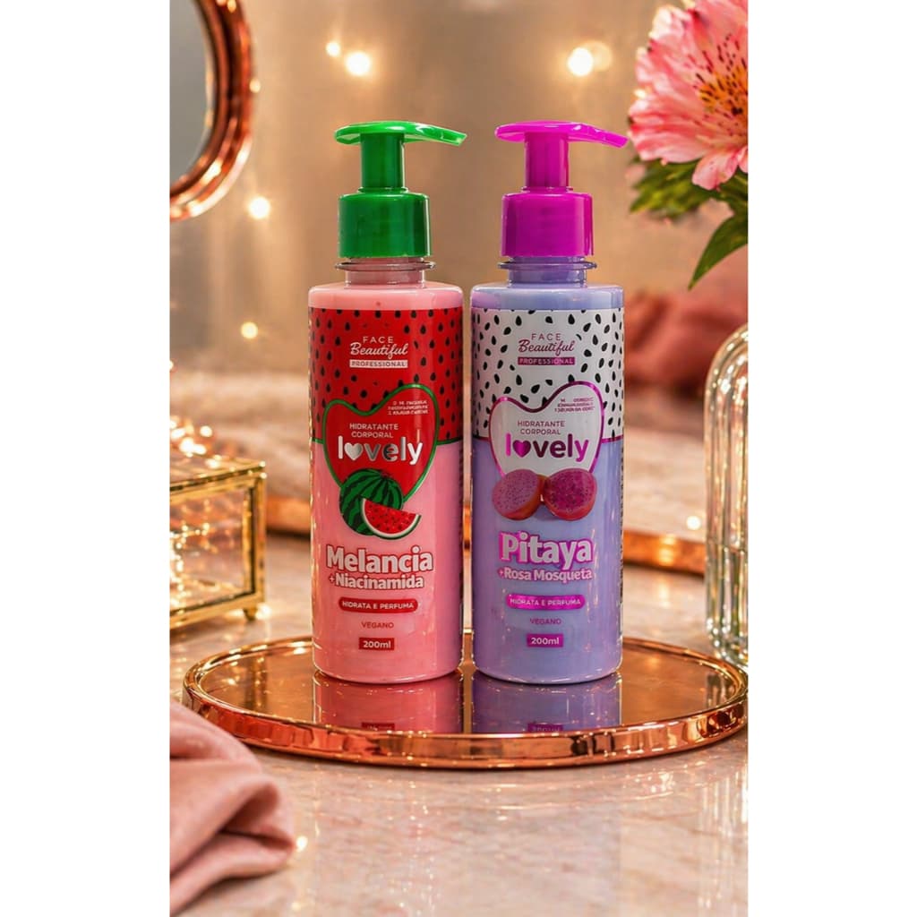 Kit Hidratante Corporal Lovely – Melancia + Pitaya (200ml cada)  hidratante corporal kit hidratante hidratante melancia