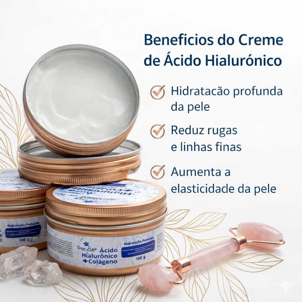 Ácido Hialuronico com Colageno Para Rugas e Linhas de Expressão Pele mais Jovem Creme facial  ANTI-IDADE