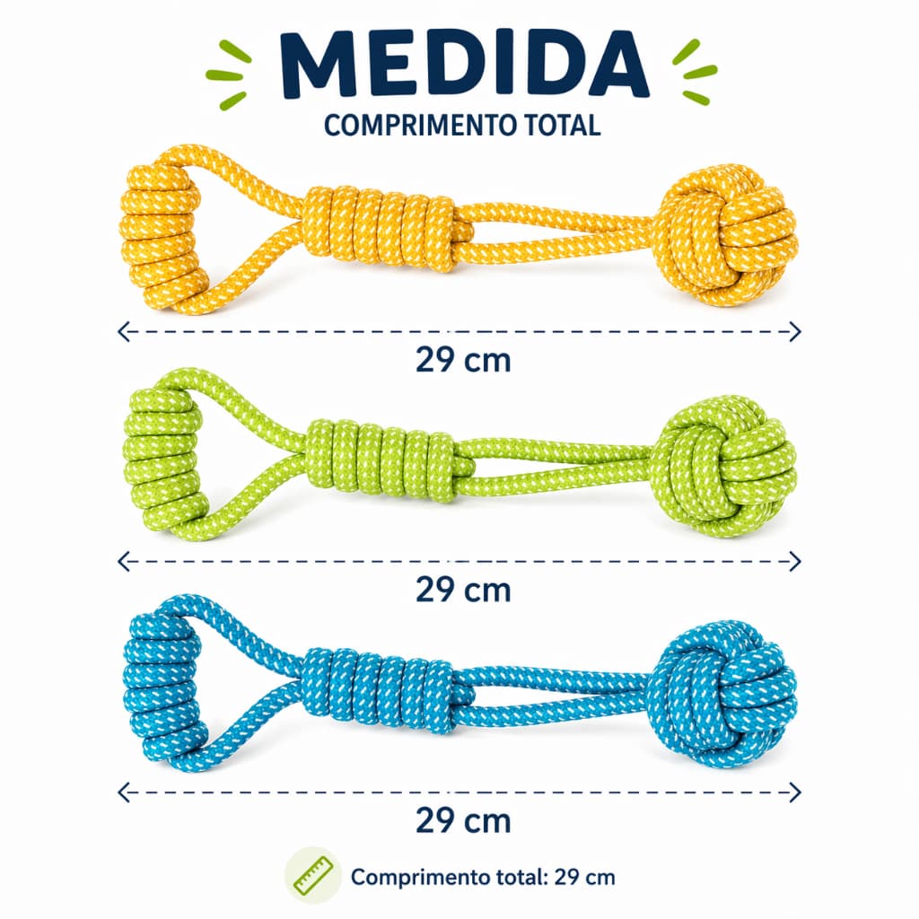 Brinquedo para Cachorro Bola com Corda e Nó Mordedor Resistente Antiestresse