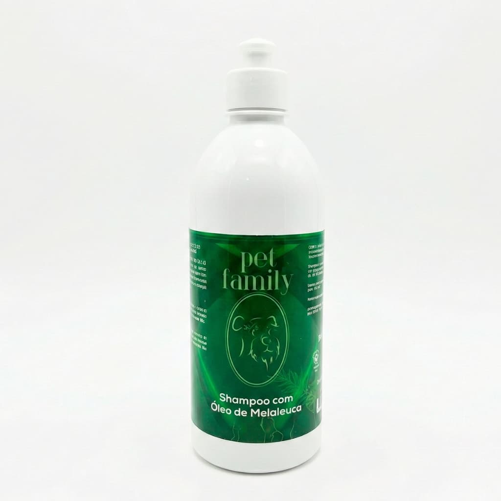 Shampoo Pet Com Óleo De Melaleuca Limpeza E Ação Antisséptica Para Cães e Gatos 500ml Pet Family