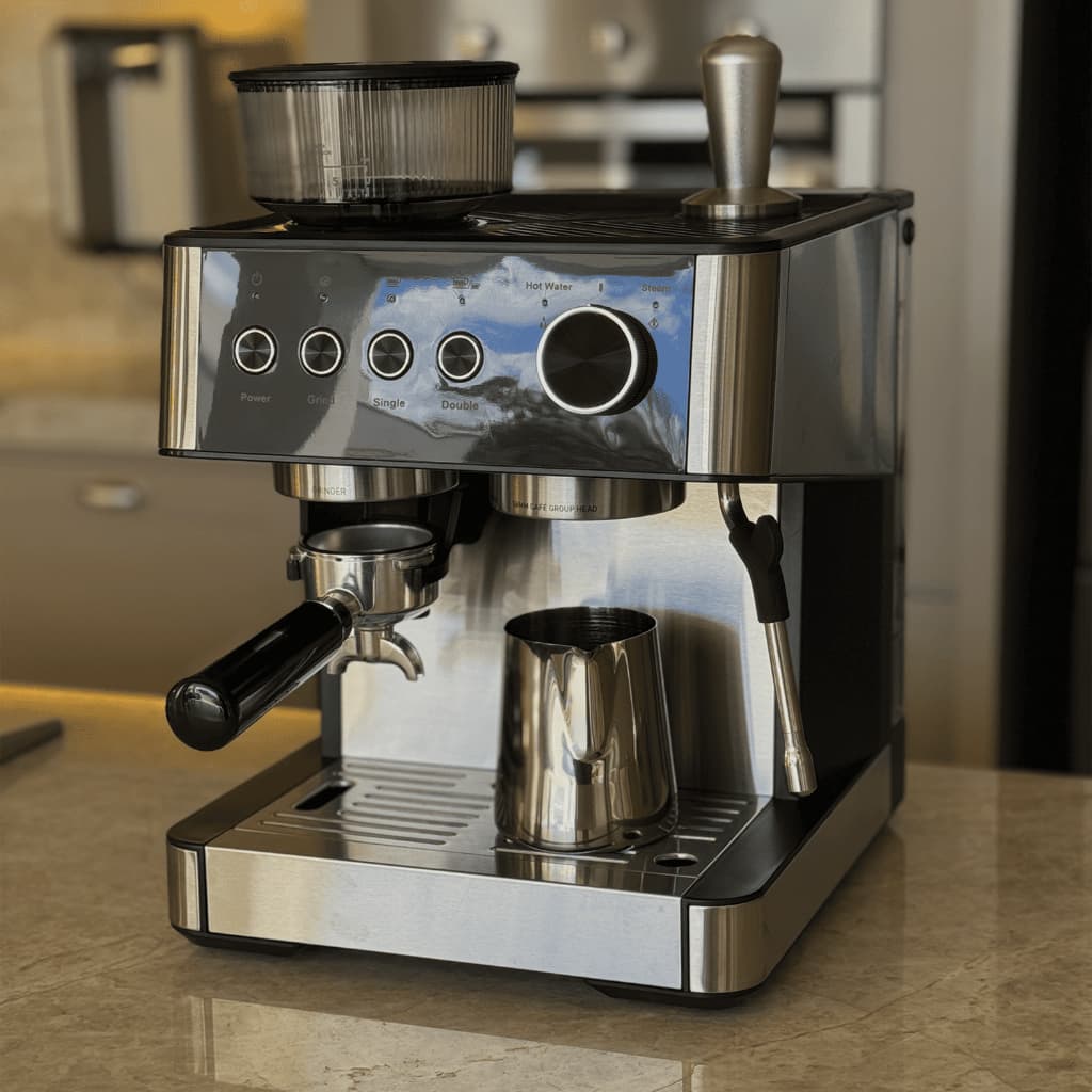 Cafeteira Expresso Graos Moedor 220v 1350w Latte Inox Com Preto 220v