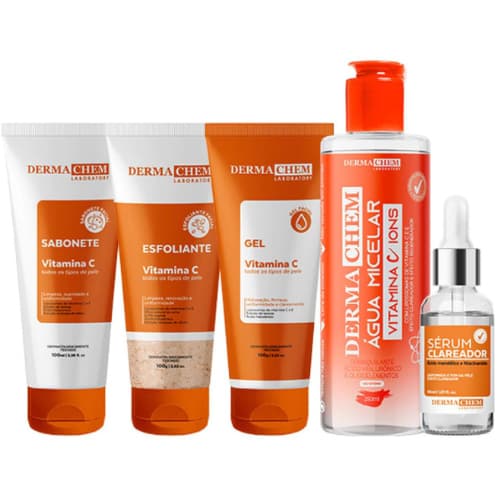Kit 5 Skincare Vitamina C Dermacrem – Clareador, Anti-idade & Anti-manchas