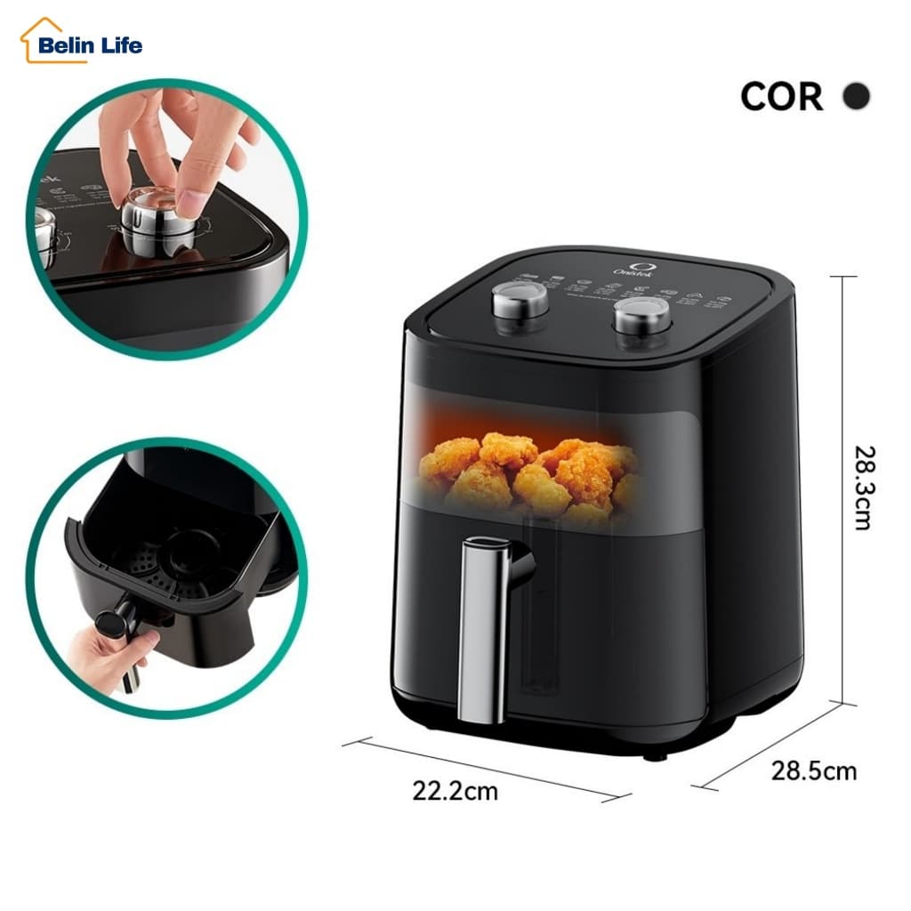 Fritadeira Elétrica Air Fryer 3L Sem Óleo 1200W Antiaderente - Potente e Compacta