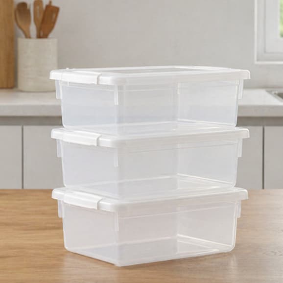 Kit 3 Caixas Organizadora 5 litros com Tampa Bioprátika Multiuso Cozinha Freezer Geladeira Pleion