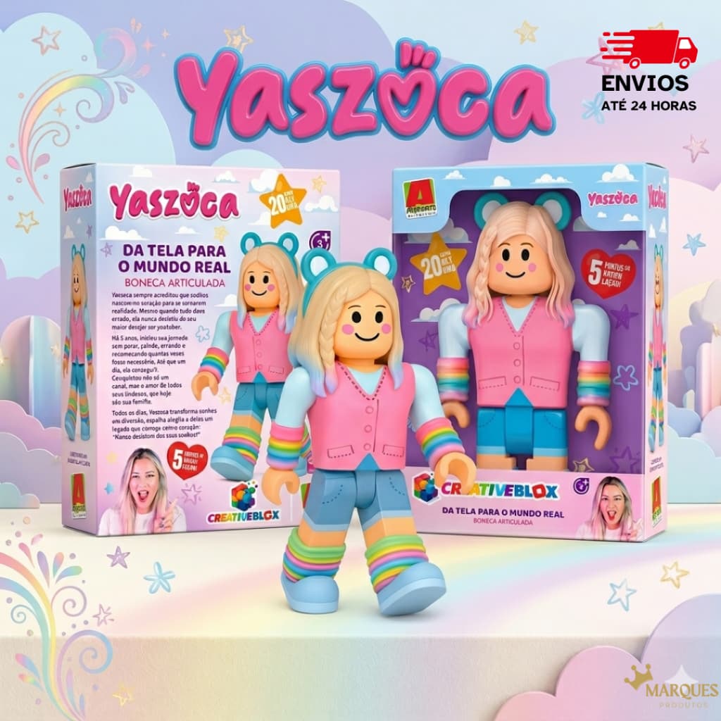 Boneca Yaszoca Vinil  Articulada 20 cm Creativeblox Original Algazarra