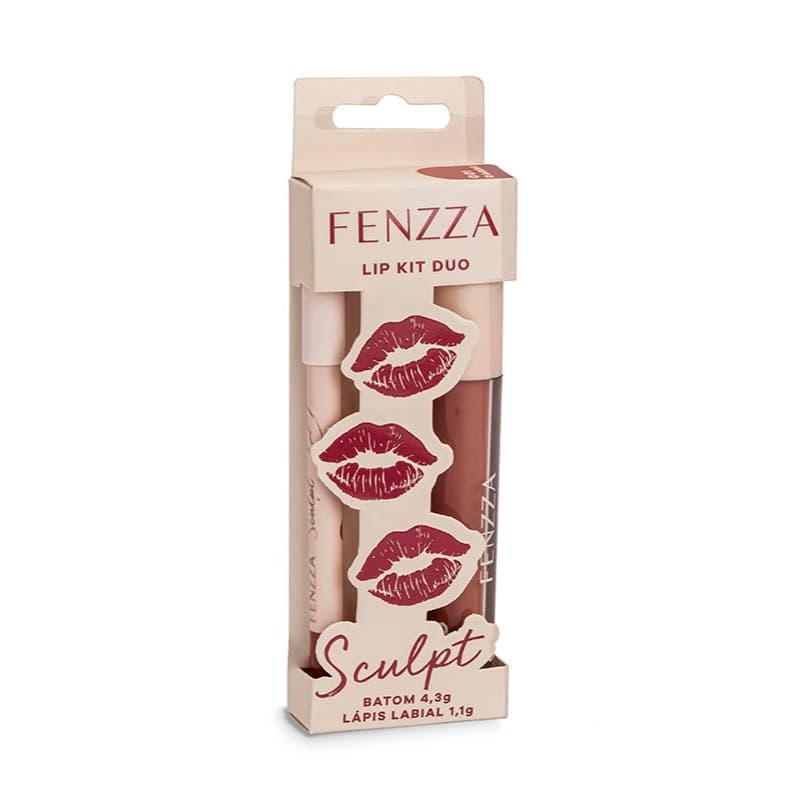 Kit Duo Batom Líquido Matte + Lápis Labial Sculpt Fenzza