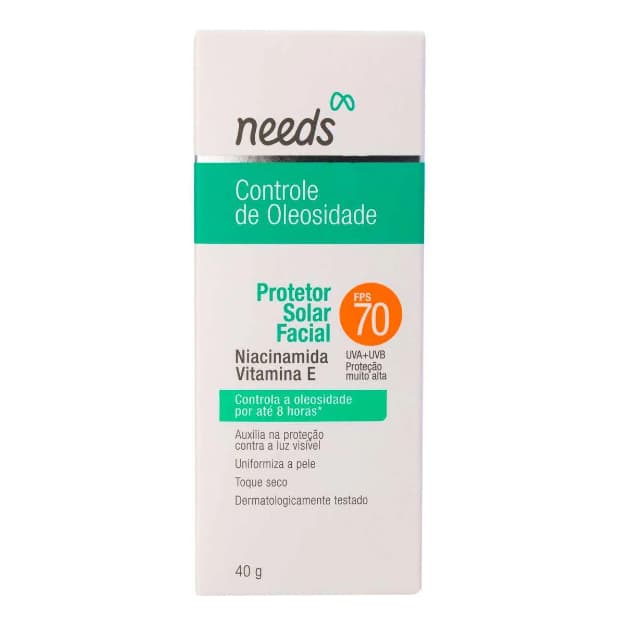 Protetor Solar Facial Needs Controle de Oleosidade sem cor FPS70 40g