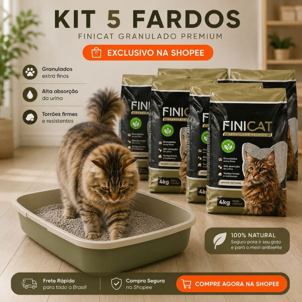 Areia Sanitária Higiênica Para Gatos Anti Odor FiniCat 20kg Total