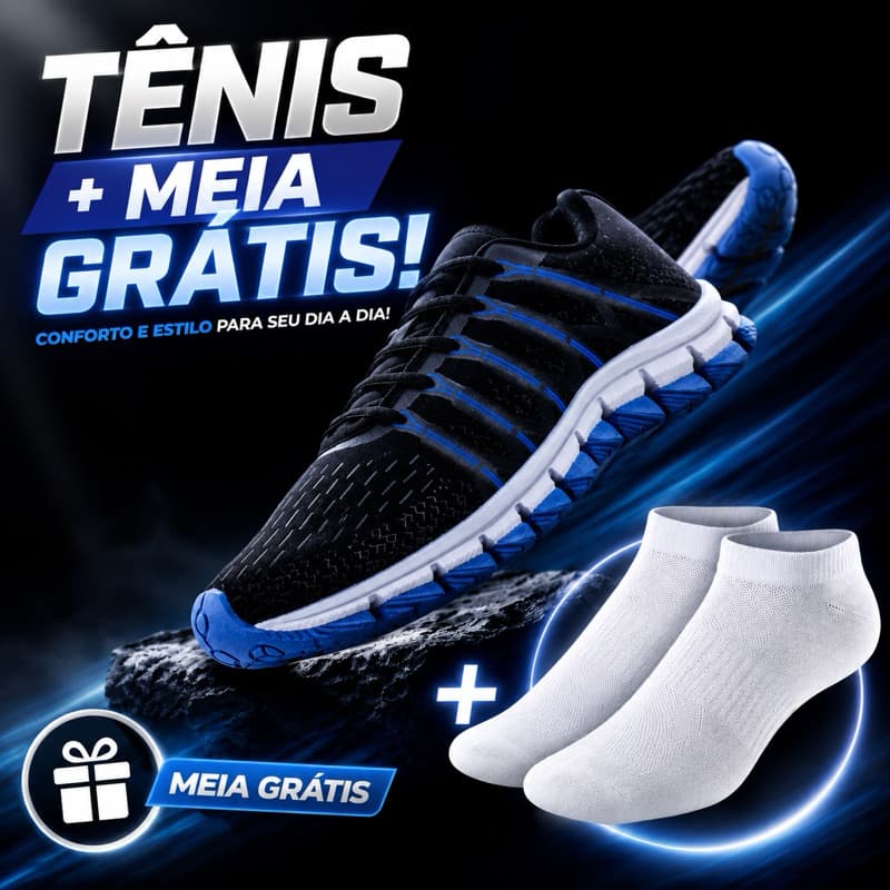 tênis esportivo para academia + meia grátis corrida tênis leve macio e antiderrapante ortopédico e casual