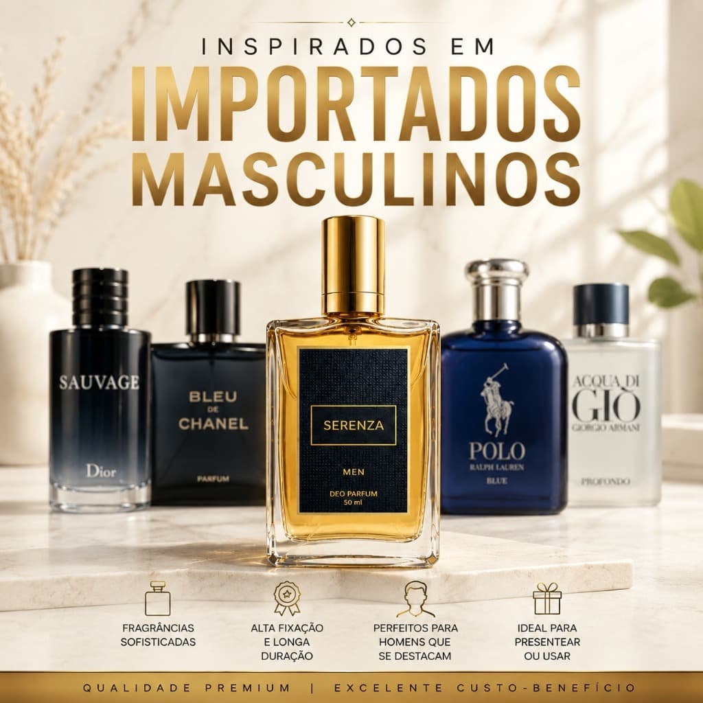 Perfume Masculino Serenza Fragrancias Importadas Inspirações Marcantes Fixação Alta Prolongada