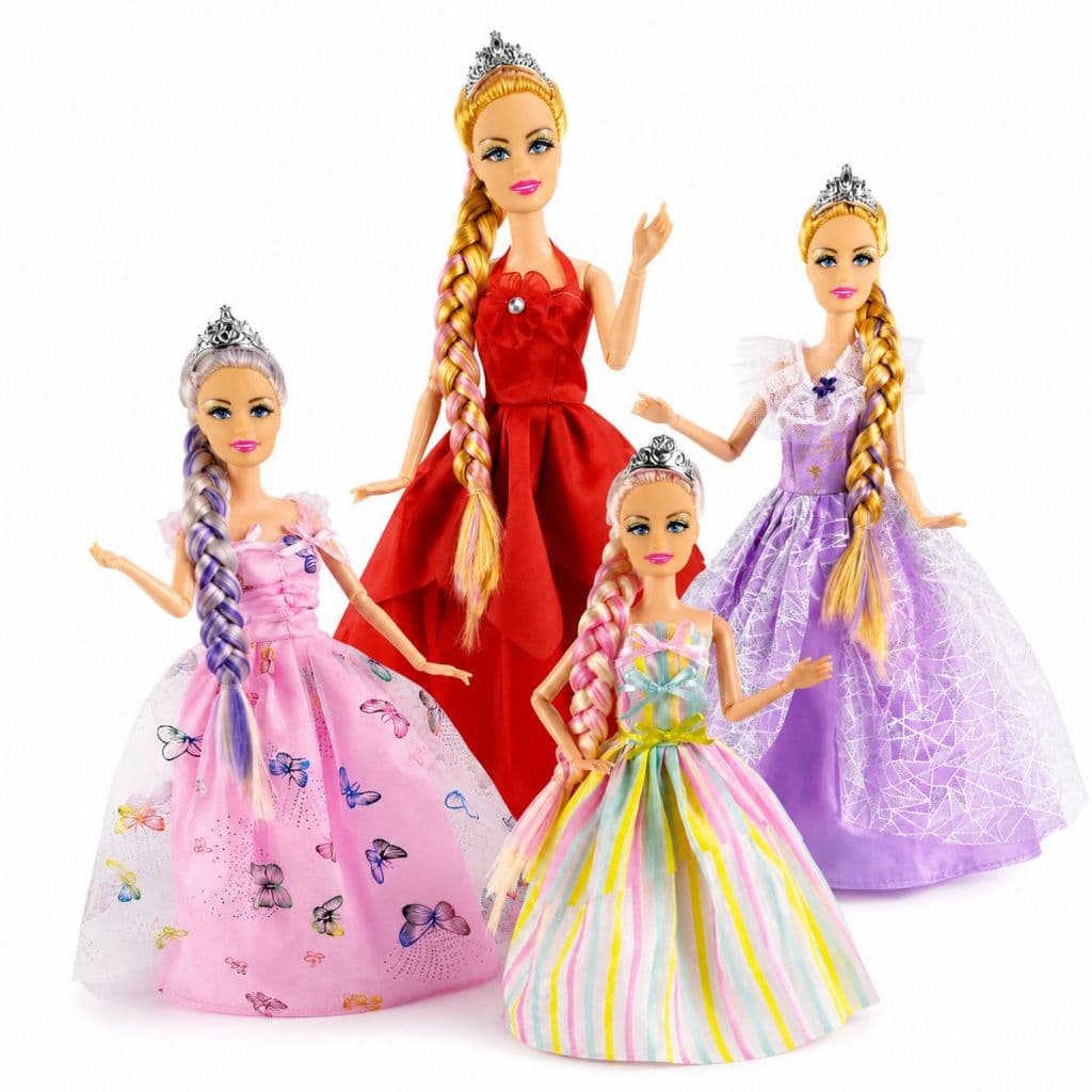 Boneca Articulada Fashion Show Princesa Infantil Com Acessórios Vestido Colorido 3+