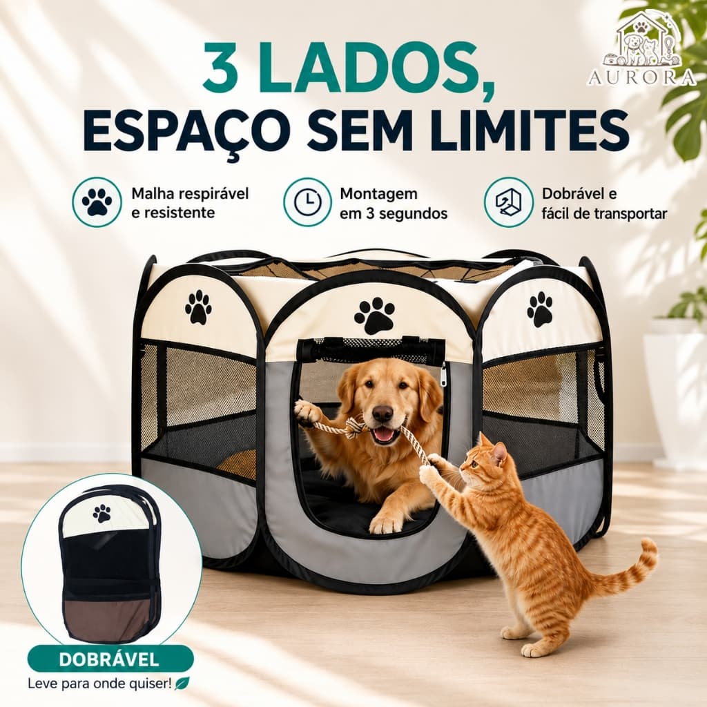 Casinha Pet Dobrável Grande Portátil Cercado para Cachorros e Gatos Resistente