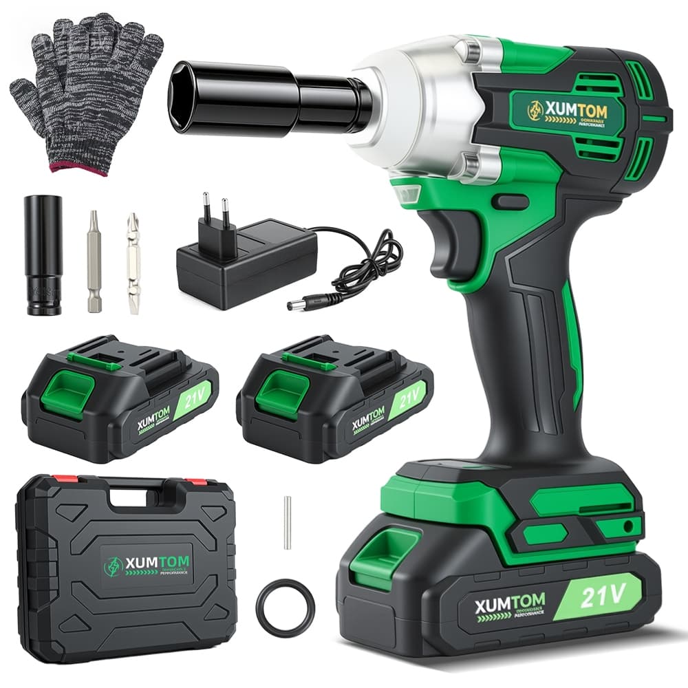 Chave De Impacto Eletrica Profissional 450NM Parafusadeira Furadeira 21V Motor Brushless Com Maleta 2 Baterias Bivolt