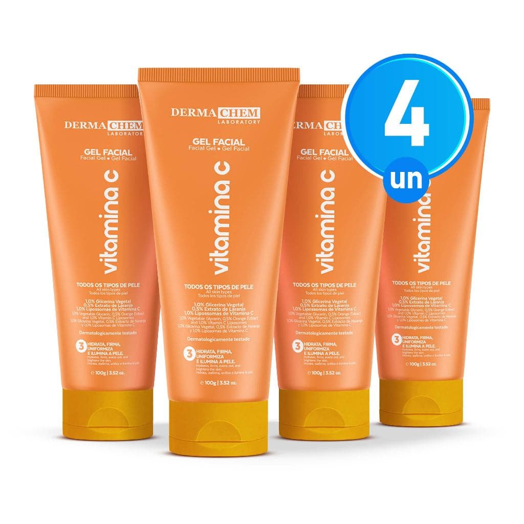 Kit 4 Gel Facial Anti Idade Vitamina C 100ml Dermachem