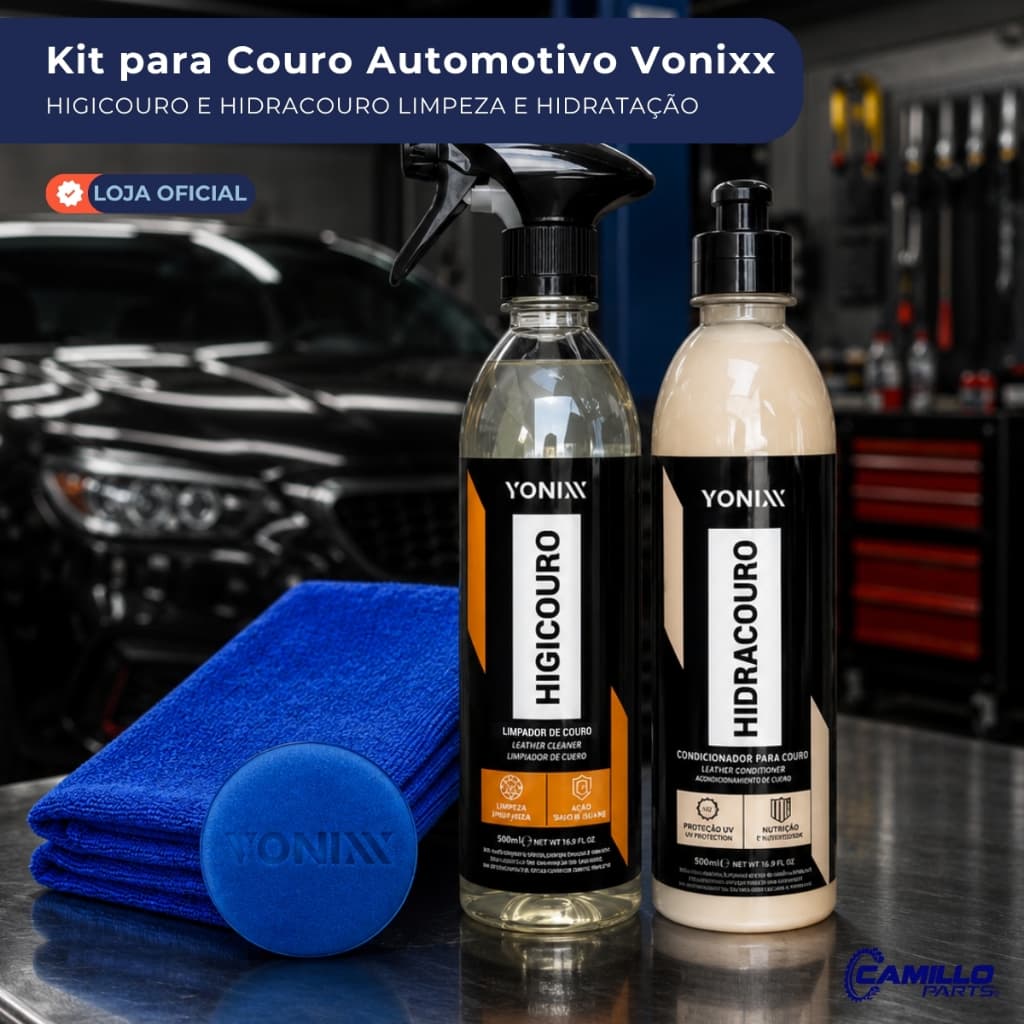 Kit Limpeza Hidratação Couro Vonixx Completo Flanela Aplicador Banco Carro Automotiva