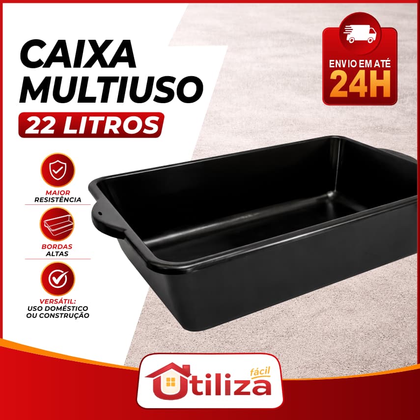 Caixa de Massa 22 LITROS MULTIUSO Construção Resistente Caçamba Concreto Massa Areia Gato Pet